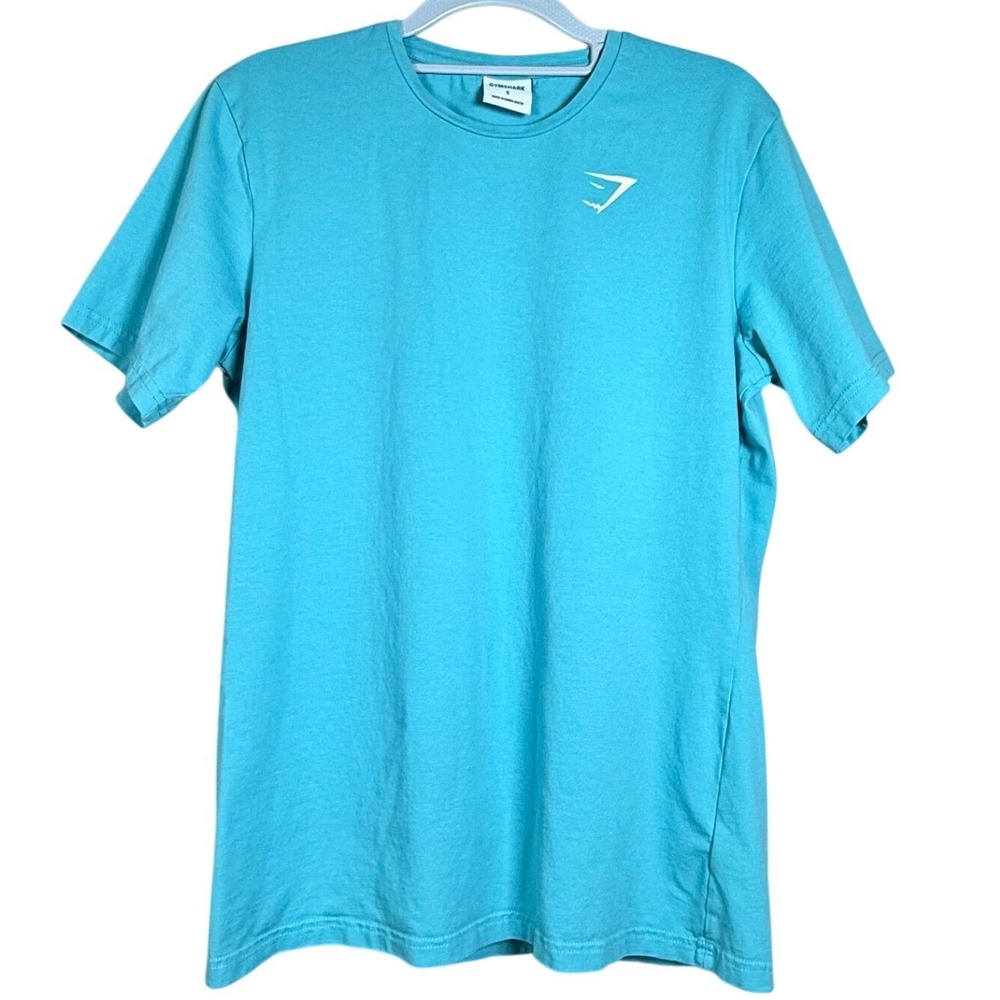 Gymshark‎ T-Shirt Mens Small Blue Excellent Short Sleeve Cotton Blend Lifting